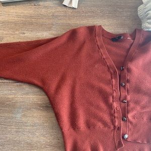 cute burnt orange cardigan